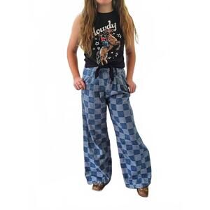 NEW KEEP IT GYPSY women's western cowgirl checkered jeans in blue